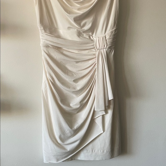 WHITE HOUSE BLACK MARKET cream cowl neck draped dress 6 - Picture 5 of 6